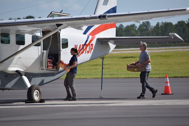 Operation Airdrop takes 1,500 pounds of fresh fruit and vegetables to Port St. Joe following Hurricane Michael.