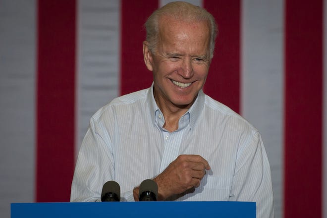 Former Vice President Joe Biden speaks during a campaign event for Democratic congressional candidate Amy McGrath in Owingsville, Kentucky.