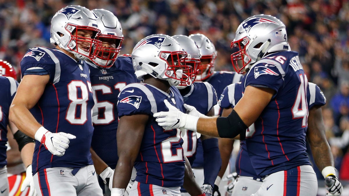 RB Sony Michel (26) and the Patriots won their third game in a row Sunday night.