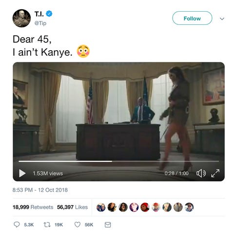 This screenshot from T.I.'s Oct. 12 tweet shows a...