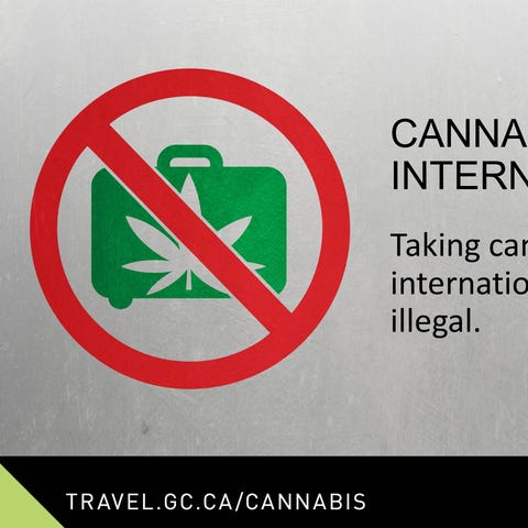 This border sign produced by the Canadian...