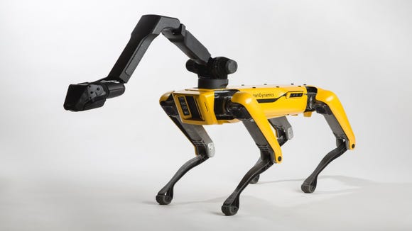 The Boston Dynamics SpotMini robot.