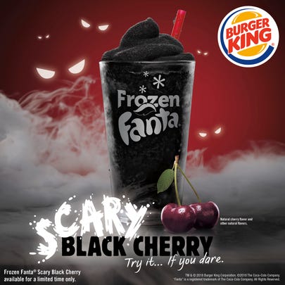 For a limited time, Burger King has a Scary Black Cherry-flavored Frozen Fanta.