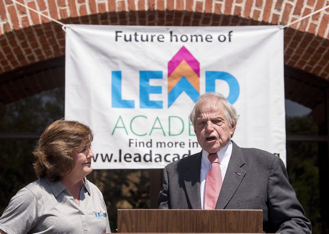 LEAD Academy chairperson Charlotte Meadows and Rod Frazer announce the location of LEAD Academy's campus on East Blvd. in Montgomery, Ala. on Thursday April 12, 2018.