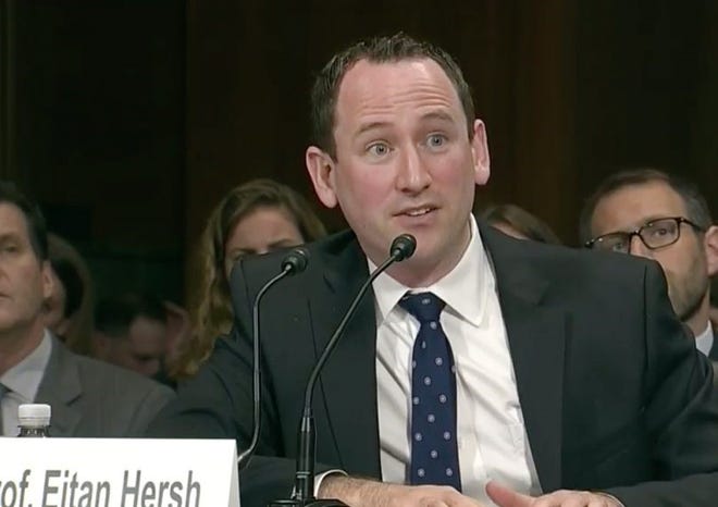 Eitan Hersh testifies at a Senate Judiciary Committee hearing on privacy regulations on May 16, 2018.
