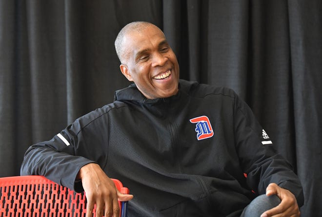 New University of Detroit Mercy head basketball coach Mike Davis during media day press conference.
