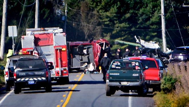 Units respond to a fatal vehicle accident on Delta Road in Chanceford Township Thursday, October 18, 2018. The accident occurred near Bacon Road. Bill Kalina photo