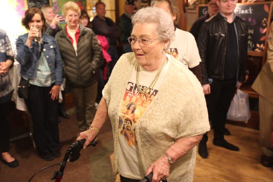 Gretna Van Fleet, a resident of Frankenmuth, Mich., attends an album-release party for rock band Greta Van Fleet's "Anthem of the Peaceful Army" in Frankenmuth, Mich., on Oct. 19, 2018.