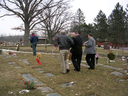 Eric Winton, Roger Belcher and Roger Winton carrying the casket for Brooke Winton for a burial in March of 2005. Brooke's mother Angie Winton is now the president of Metro Detroit Share, a local pregnancy and infant loss support group.