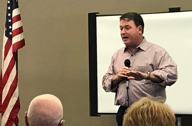 U.S. Rep. Todd Rokita, a Brownsburg Republican, speaks at a town hall at the Frankfort Neighborhood Center on Sunday, Oct. 21. It was the first formal town hall in nearly two years for the congressman, whose term ends at the end of 2018.