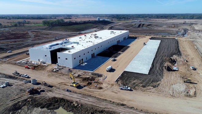 The first structure on the Foxconn site is a 120,000-square-foot "multi-purpose building." The building is part of Foxconn Technology Group's planned $10 billion manufacturing and research complex in Mount Pleasant.