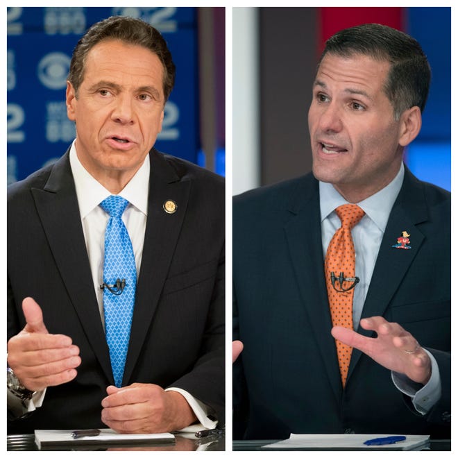 Gov. Andrew Cuomo and Marc Molinaro held their only one-on-one gubernatorial debate Tuesday, Oct. 23, 2018, at the CBS studios in Manhattan.