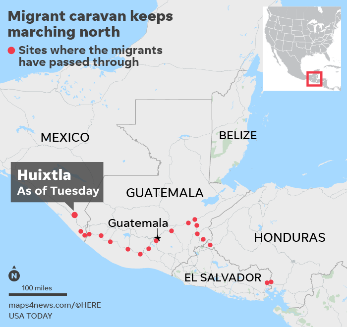 Huixtla Mexico Thousands In Migrant Caravan Descend On
