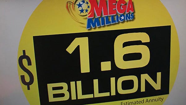 The Mega Millions jackpot, seen at Bill's Kwik...