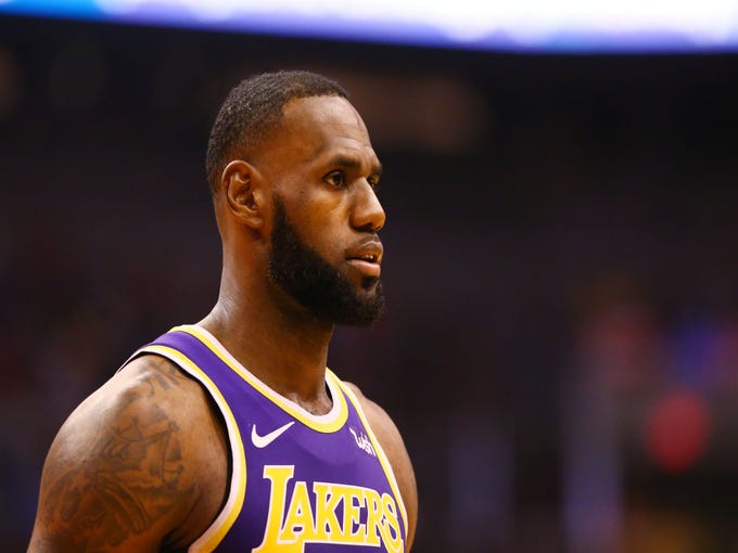 Los Angeles Lakers' LeBron James in the first half during a game on Oct. 24 at Talking Stick Resort Arena.
