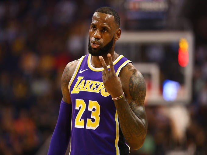 Los Angeles Lakers' LeBron James in the first half during a game on Oct. 24 at Talking Stick Resort Arena.