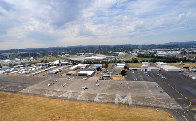 An arial view of the Salem airport during a flight on the Farmers Airship Tuesday, Aug. 17, 2010. 