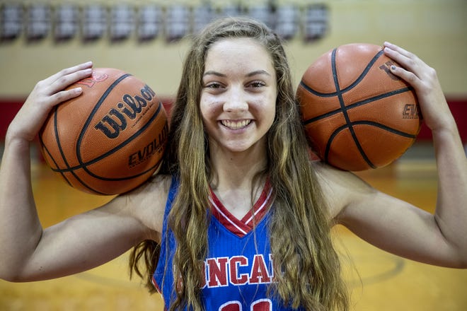 Roncalli's Alana Vinson, a member of the central Indiana girls basketball Super Team, Tuesday, Oct. 23, 2018.