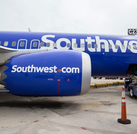 A Southwest Airlines flight arrives in June at gat