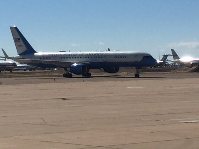 Air Force Two landed in Roswell in 2018. Roswell's airport could receive over $50M in state money for airport improvements.