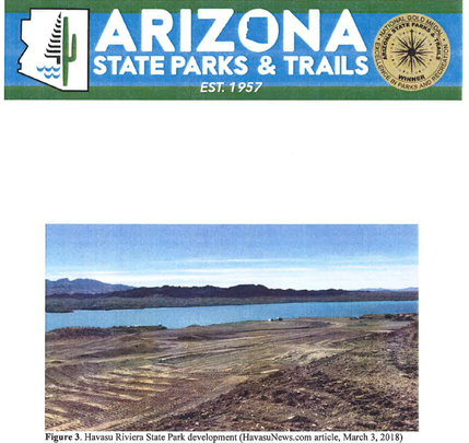 This photo from state Parks documents shows land at Havasu Riviera State Park that was bulldozed. Former Parks archaeologist Will Russell said the state agency might not have followed protocol in determining if archaeological sites were disturbed.