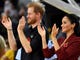 Prince Harry and Duchess Meghan attend the medal ceremony of the wheelchair basketball final at the Invictus Games 2018.