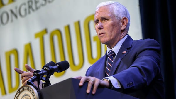 Vice President Mike Pence speaks in support of...