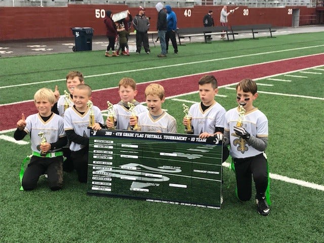 The Saints won the third- and fourth-grade division of Licking County Family YMCA flag football.