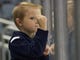Hockey fan Bentley Westerwal, 6, bangs on the glass during education day as the Evansville Thunderbolts take on the Peoria Rivermen at the Ford Center Tuesday, Oct. 30, 2018. 