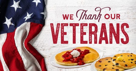 Many restaurants including Huddle House are offering free meals current and former military personnel on Veterans Day.