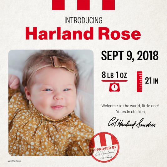 This Cute Baby Was Named Harland In Col Sanders Kfc Contest This Cute Baby Was Named Harland In Col Sanders Kfc Contest
