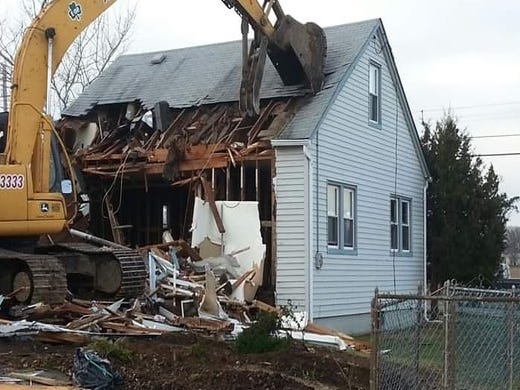 The Ebners' Union Beach home getting torn down after Sandy.