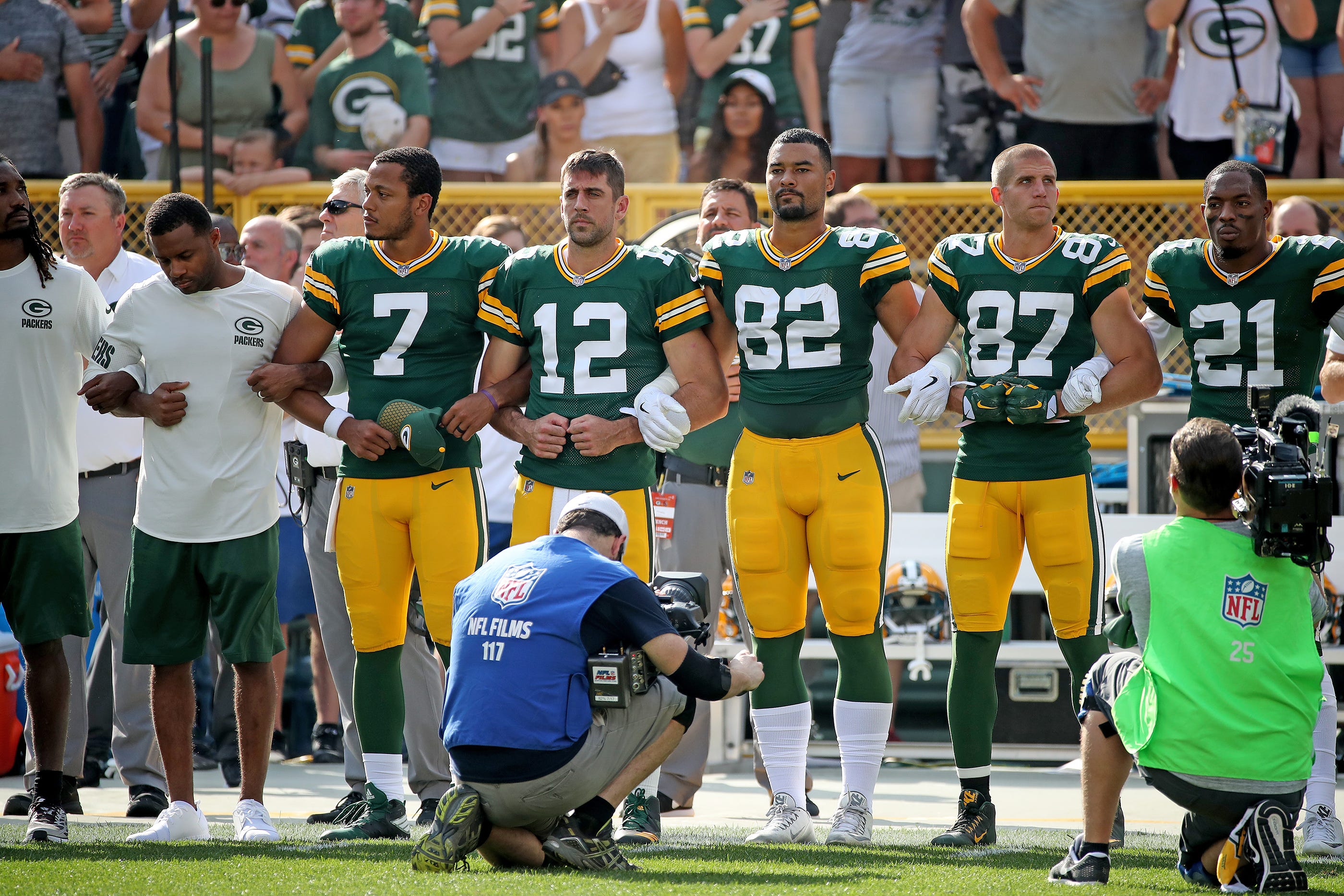 Aaron Rodgers on protests and Drew Brees comments: 'It has never been about an anthem or a flag'