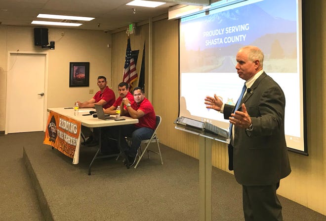 Bill Bryson, a former Miami, Florida, fire chief and member of a national committee on safe firefighter staffing levels, spoke at a community meeting in Redding on Monday. Bryson said Redding's firefighter staffing levels are dangerously low.