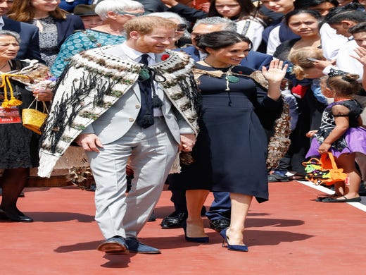 ROTORUA, NEW ZEALAND - OCTOBER 31:  Prince Harry, Duke of Sussex and Meghan, Duchess of Sussex attend formal pØwhiri and luncheon at Te Papaiouru Marae on October 31, 2018 in Rotorua, New Zealand. The Duke and Duchess of Sussex are on their official 16-day Autumn tour visiting cities in Australia, Fiji, Tonga and New Zealand.  (Photo by Chris Jackson/Getty Images) ORG XMIT: 775225742 ORIG FILE ID: 1055571772