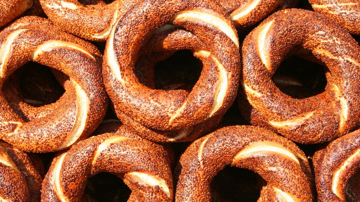 Simit is usually twice the size of a regular bagel.