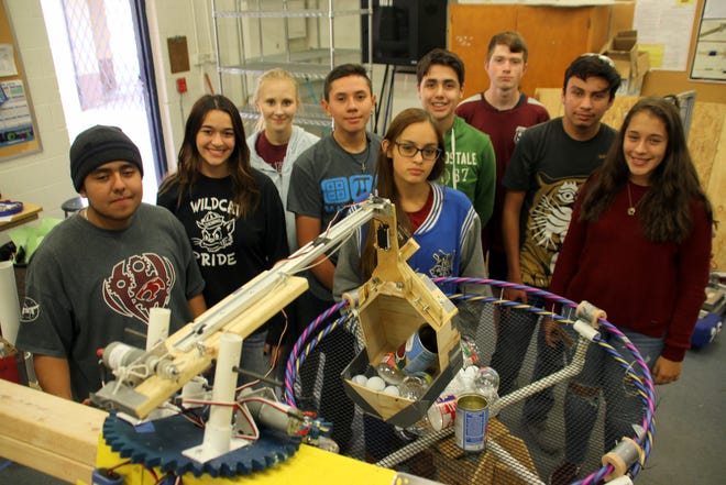 The Deming High Thundercats robotics team is competing at the NM BEST Robotics competition at New Mexico State University in Las Cruces on Saturday. Pictured in no particular order are team members Angel Chafino, Byron Wertz, Alejandra Orosco, Hiram Chacon, Carlos Hultsch, Mario Mendez, Melody Ruebush, Madison McGinnis and Viviana Nicoll.