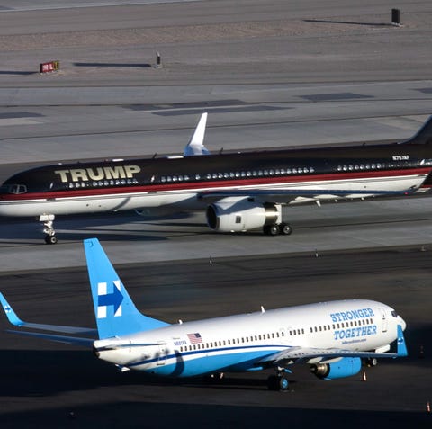 The metal rim around the Trump campaign plane's...