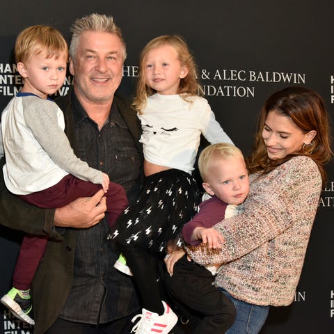 Alec Baldwin with his wife, Hilaria Baldwin and...