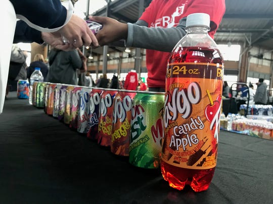 Faygo drinks in various flavors, like Candy Apple, available for shoppers at the All Things Detroit shopping experience at the Eastern Market on Sunday, Nov. 4, 2018.