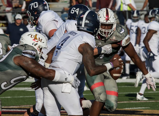 ULM held Georgia Southern to 138 yards rushing and collected five sacks without two key players at linebacker.