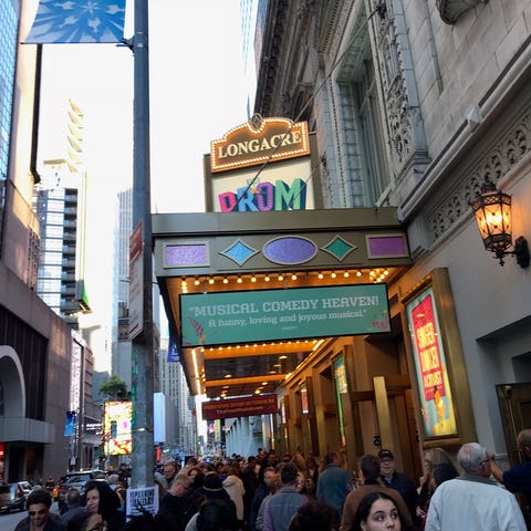 "The Prom," located at the Longacre Theatre at...