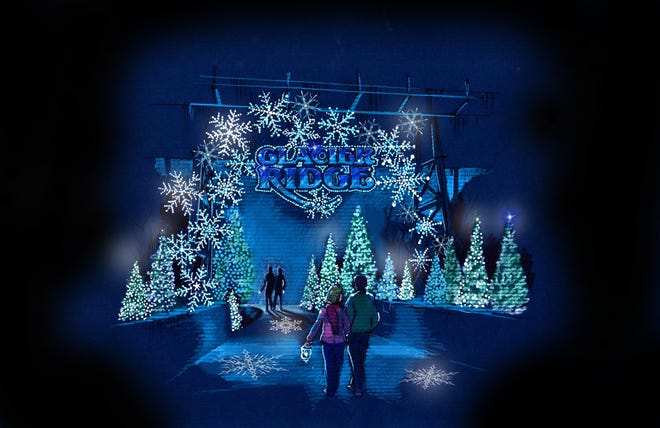 A rendering of Dollywood's new Christmas area, Glacier Ridge.