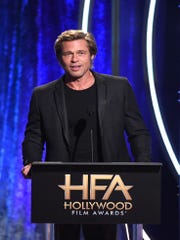Brad Pitt speaks at the Hollywood Film Award.