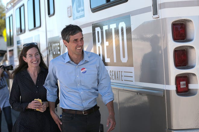 Senate candidate Beto O'Rourke visits polling stations on election day Tuesday in El Paso. O'Rourke will hold his election night watch party at Southwest University Park.