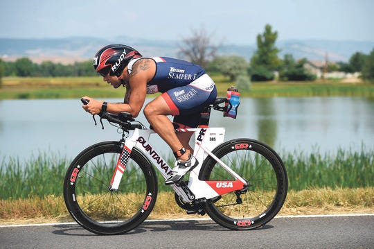 Retired Marine Mike Mendoza signed up for the Chicago Triathlon in 2015 at the urging of a friend and in 2017, completed 24 Ironman 70.3 triathlons.