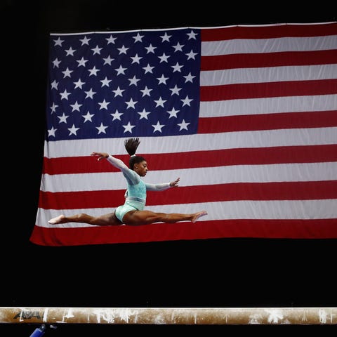 Simone Biles competes during the U.S. Gymnastics...