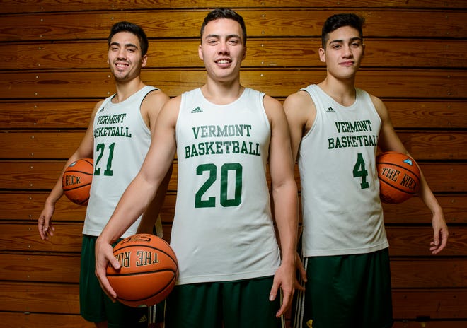 Everett Duncan, left, Ernie Duncan and Robin Duncan are poised to make the University of Vermont men's basketball team just the fourth ever in Division I to feature three brothers at the same time.