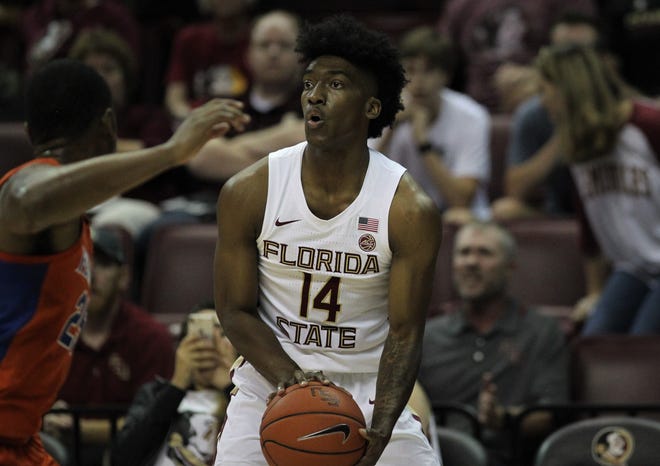 Florida State's Terance Mann looks for a shot during the Sunshine Showdown game against Florida on Tuesday at the Tucker Civic Center.