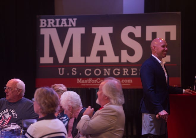 U.S. Rep. Brian Mast, staff and supporters spend election night at a watch party Tuesday, Nov. 6, 2018, at Flagler Place in Stuart. Mast beat Lauren Baer in the race for the U.S. House District 18 seat.